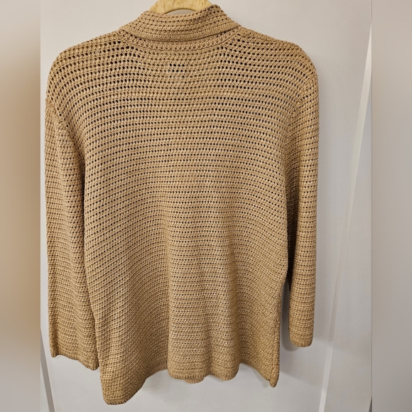 NWT - Gold Cotton Macrame Chico's Cardigan Sweater - Chico's Size 2 - Picture 8 of 12